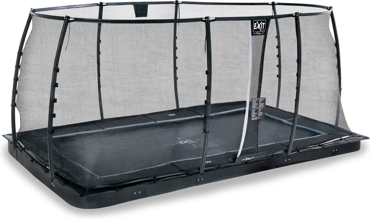 EXIT Toys Dynamic Groundlevel Trampoline 305x519cm Met Veiligheidsnet - - Zwart