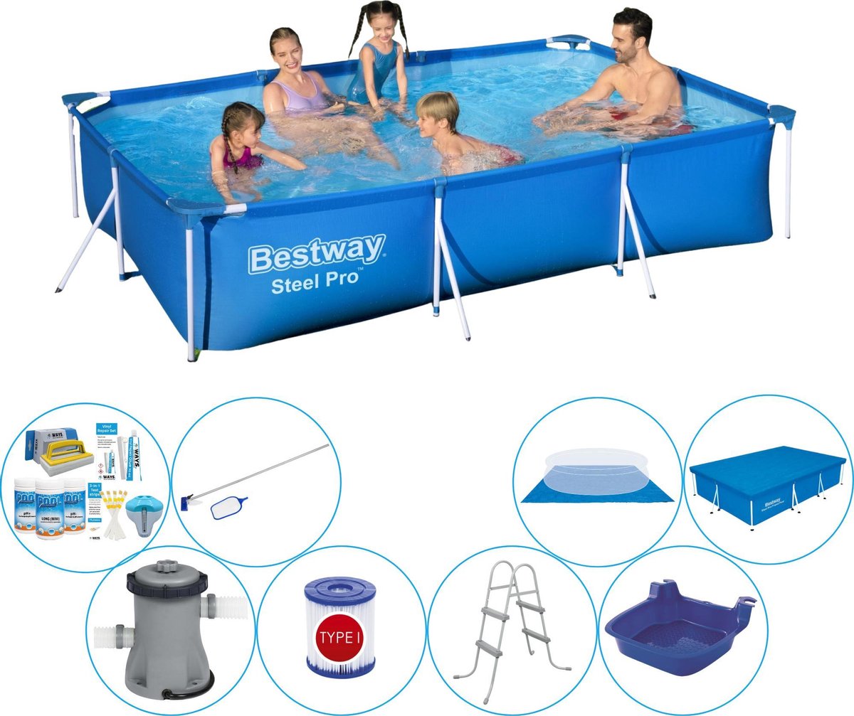 Bestway Steel Pro Rechthoekig 300x201x66 Cm - Zwembad Inclusief Accessoires - Blauw