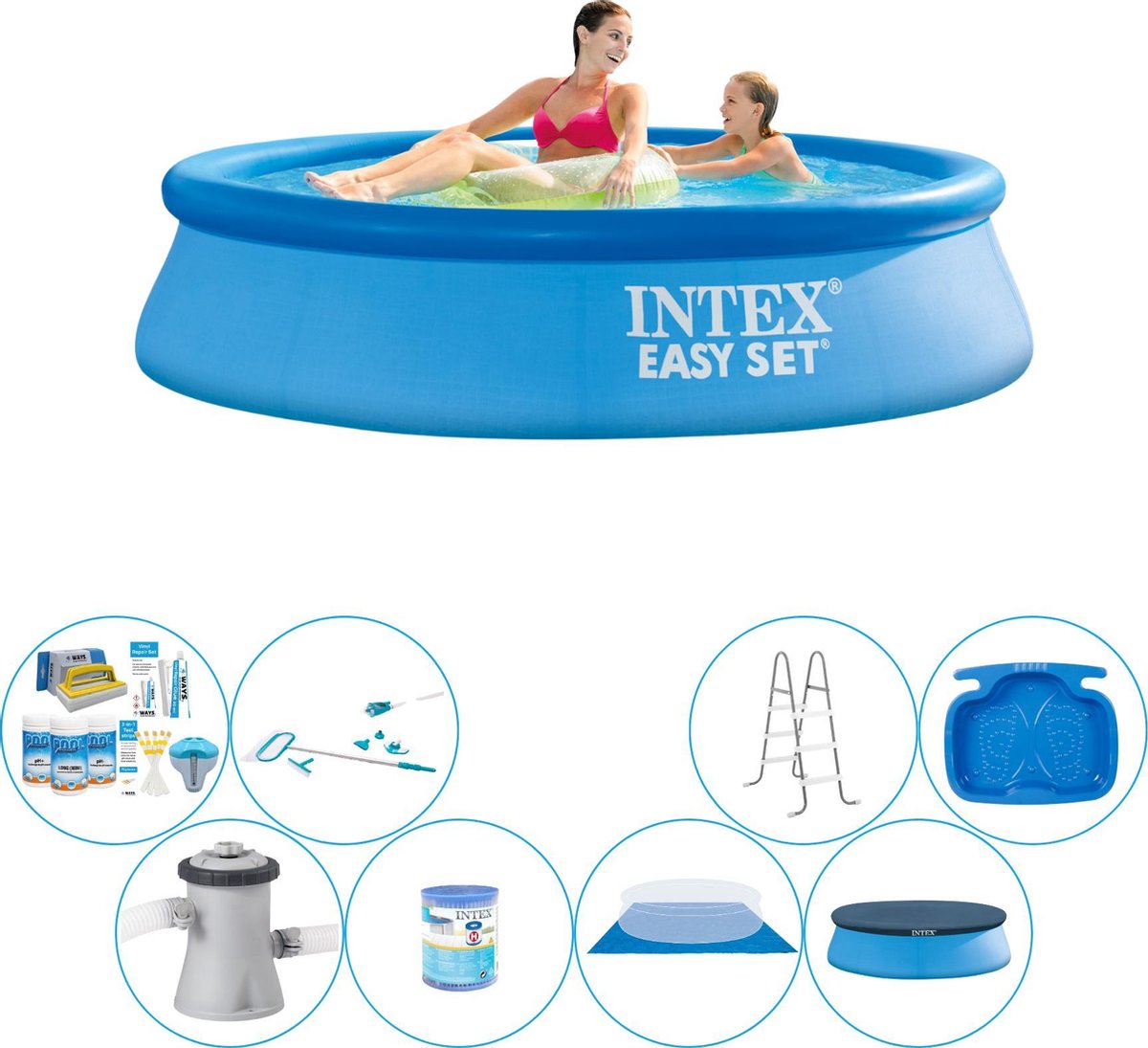 Intex Easy Set Rond 244x61 Cm - Alles In 1 Zwembad Pakket - Blauw