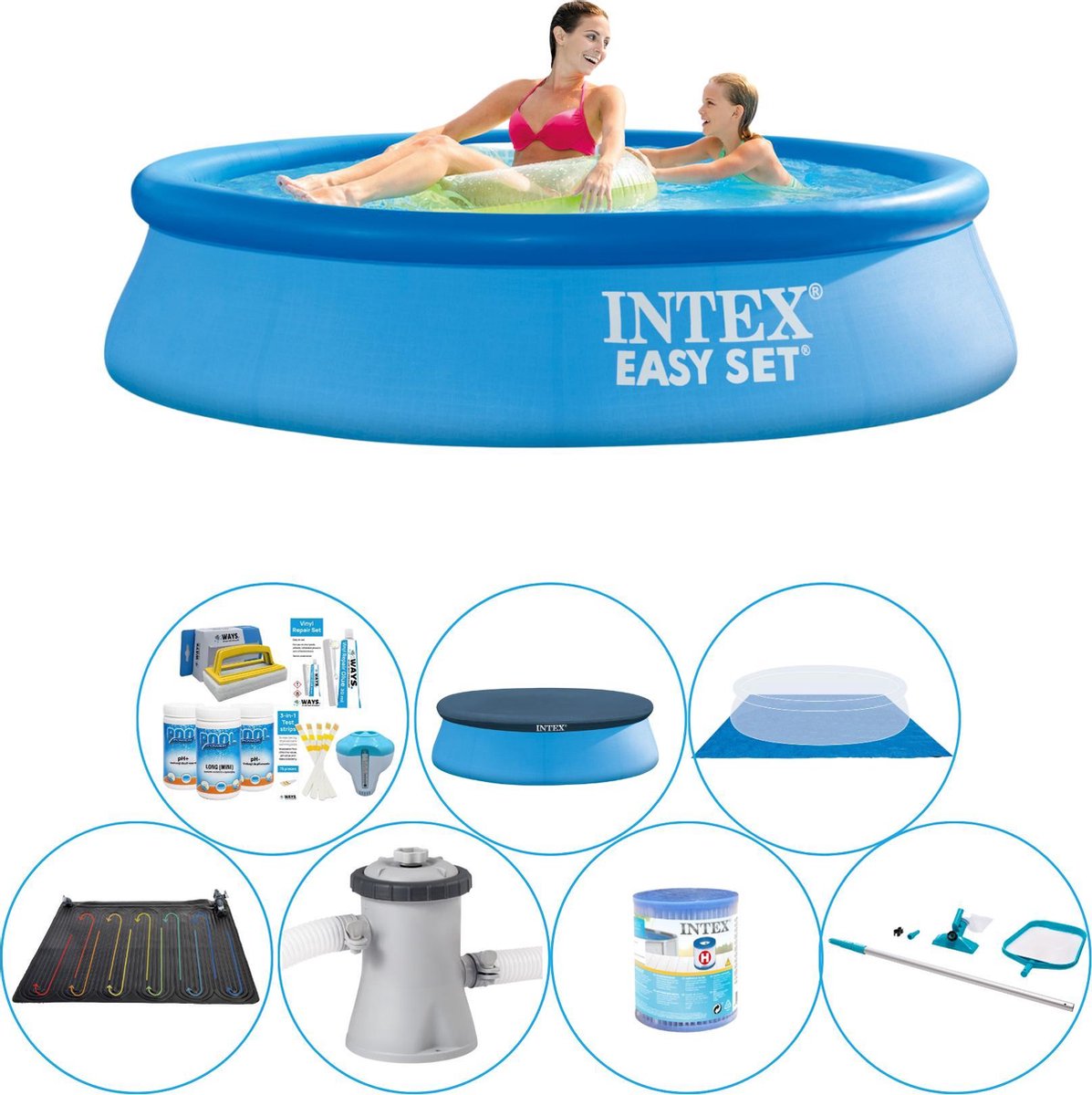 Intex Easy Set Rond 244x61 Cm - Zwembad Pakket - Blauw