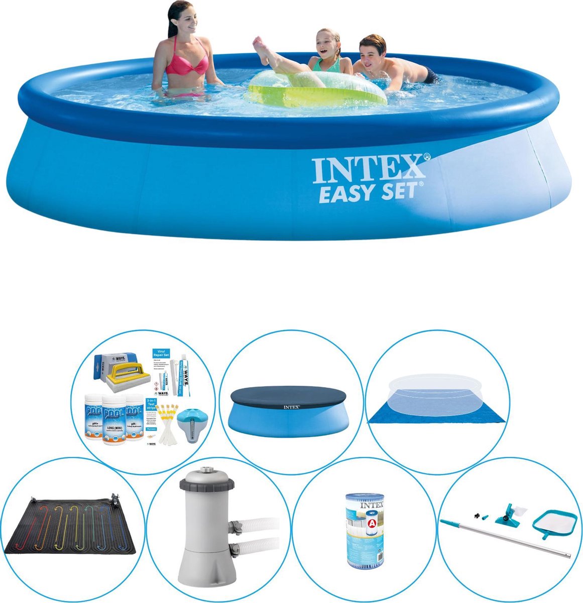 Intex Easy Set Rond 396x84 Cm - Zwembad Pakket - Blauw