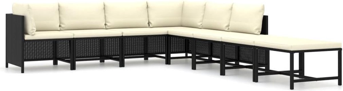 Vidaxl 8-delige Loungeset Met Kussens Poly Rattan - Zwart