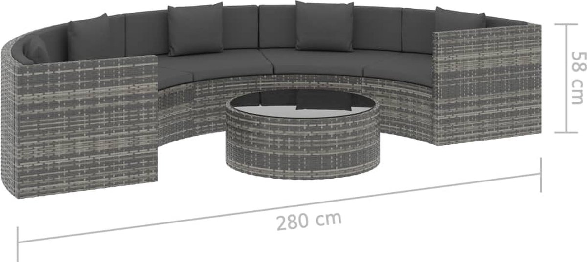 Vidaxl 6-delige Loungeset Met Kussens Poly Rattan - Bruin