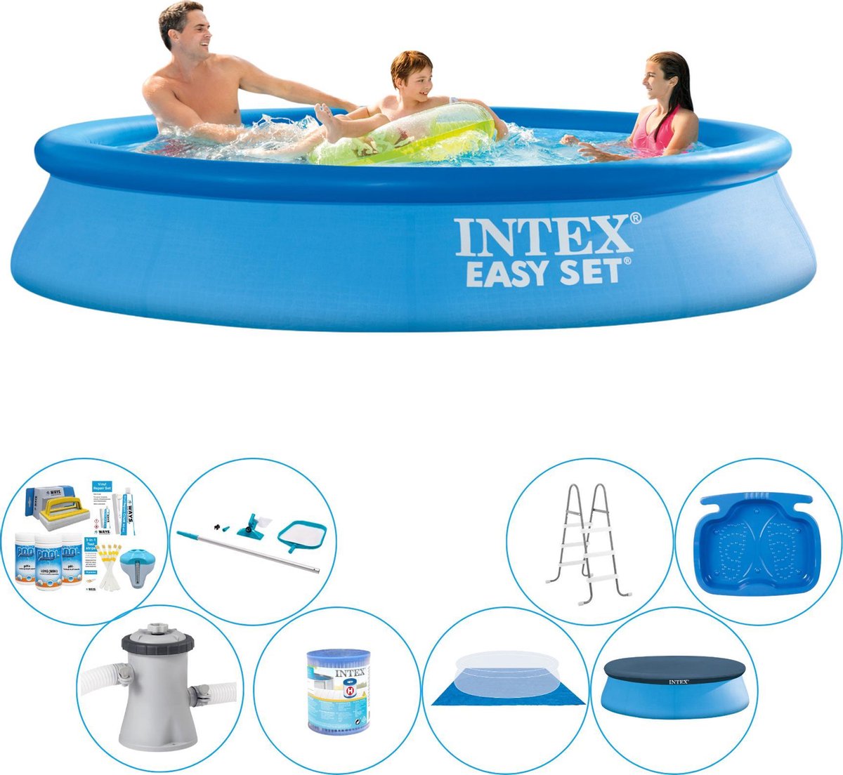 Intex Alles In 1 Zwembad Pakket - Easy Set Rond 305x61 Cm - Blauw