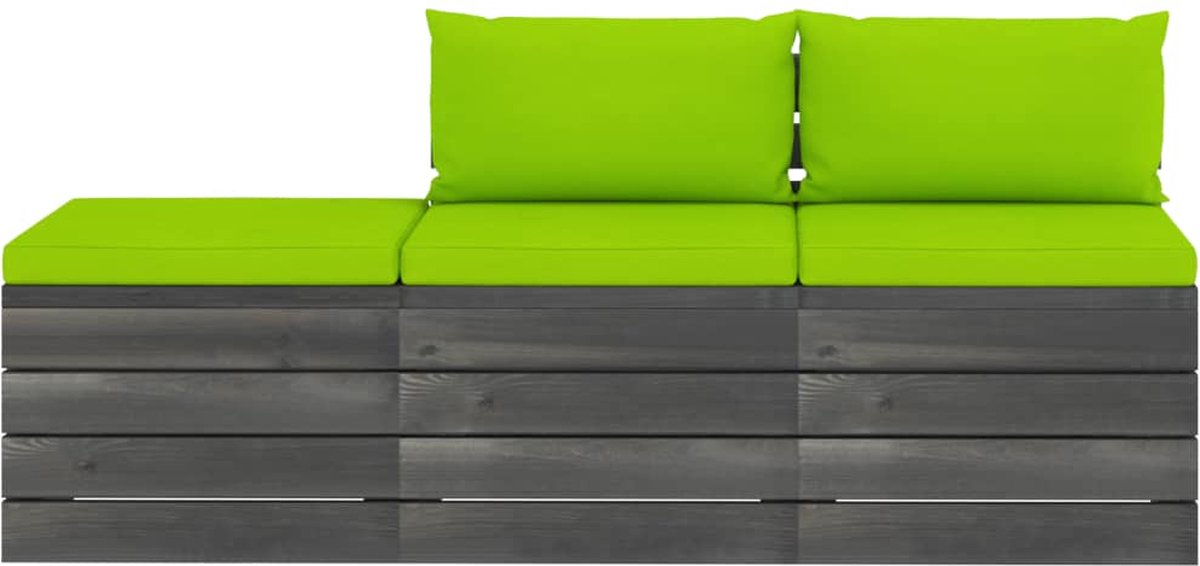 Vidaxl 3-delige Loungeset Met Kussens Pallet Massief Grenenhout - Groen