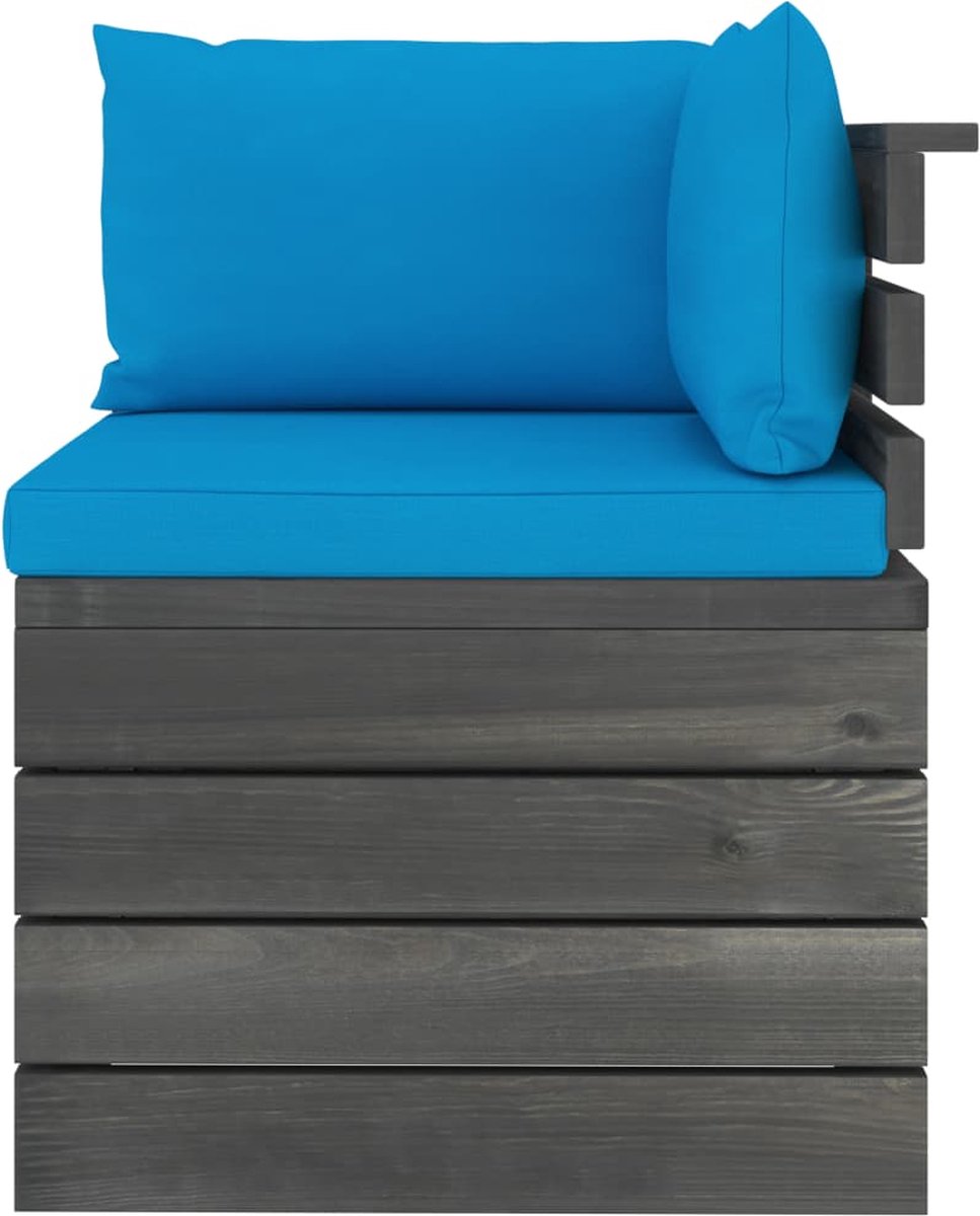 Vidaxl 4-delige Loungeset Met Kussens Pallet Massief Grenenhout - Blauw