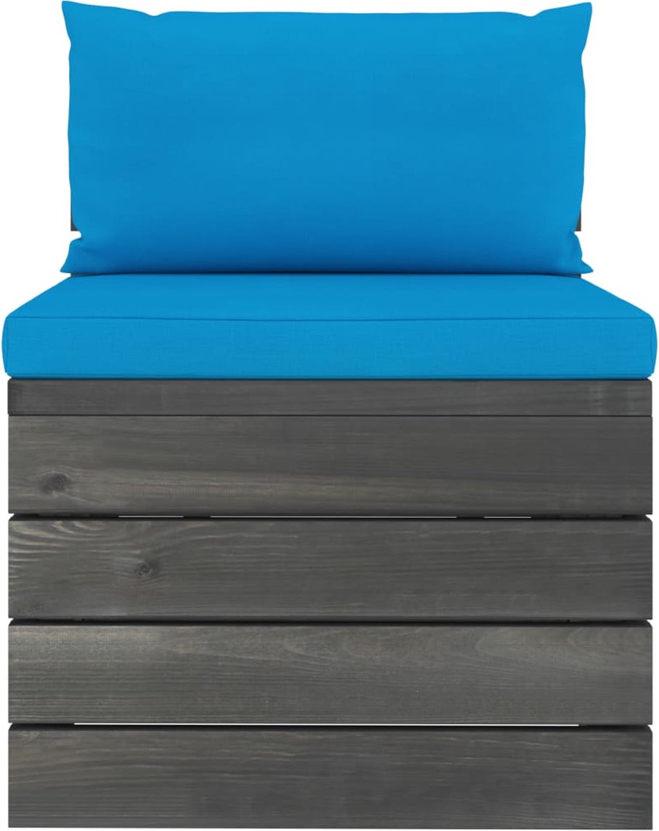 Vidaxl 4-delige Loungeset Met Kussens Pallet Massief Grenenhout - Blauw