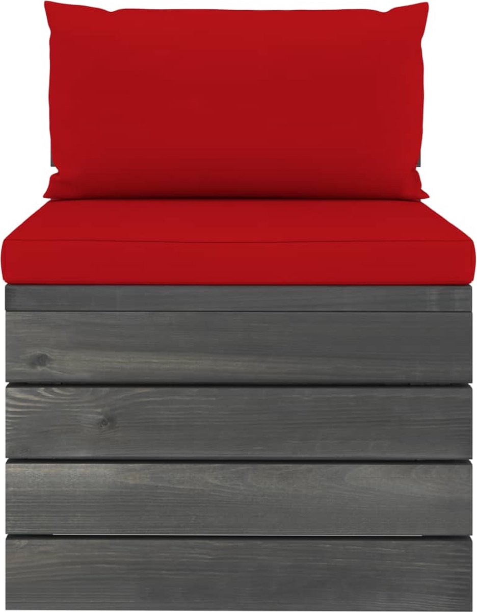 Vidaxl 5-delige Loungeset Met Kussens Pallet Massief Grenenhout - Rood