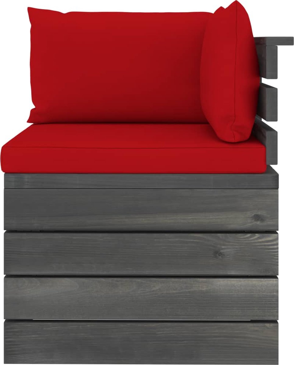 Vidaxl 5-delige Loungeset Met Kussens Pallet Massief Grenenhout - Rood