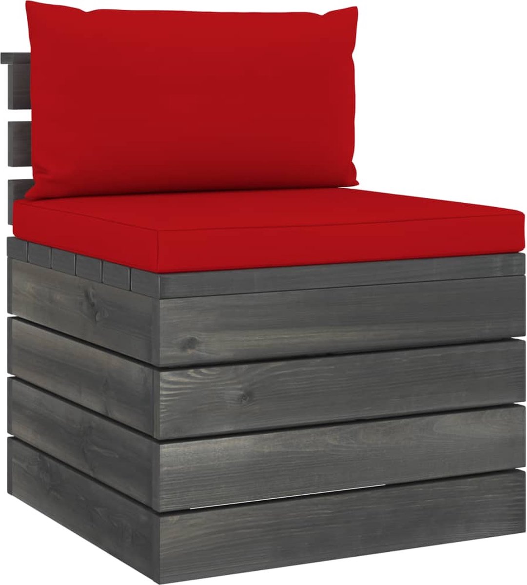 Vidaxl 5-delige Loungeset Met Kussens Pallet Massief Grenenhout - Rood