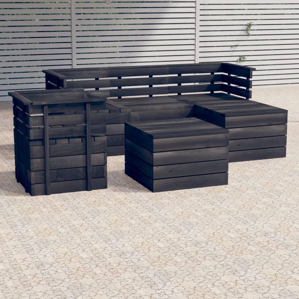 Vidaxl 6-delige Loungeset Pallet Massief Grenenhout Donker - Grijs