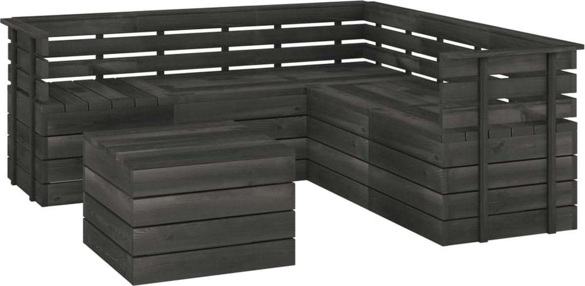 Vidaxl 6-delige Loungeset Pallet Massief Grenenhout Donker - Grijs