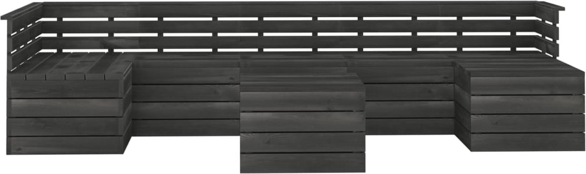 Vidaxl 8-delige Loungeset Pallet Massief Grenenhout Donker - Grijs