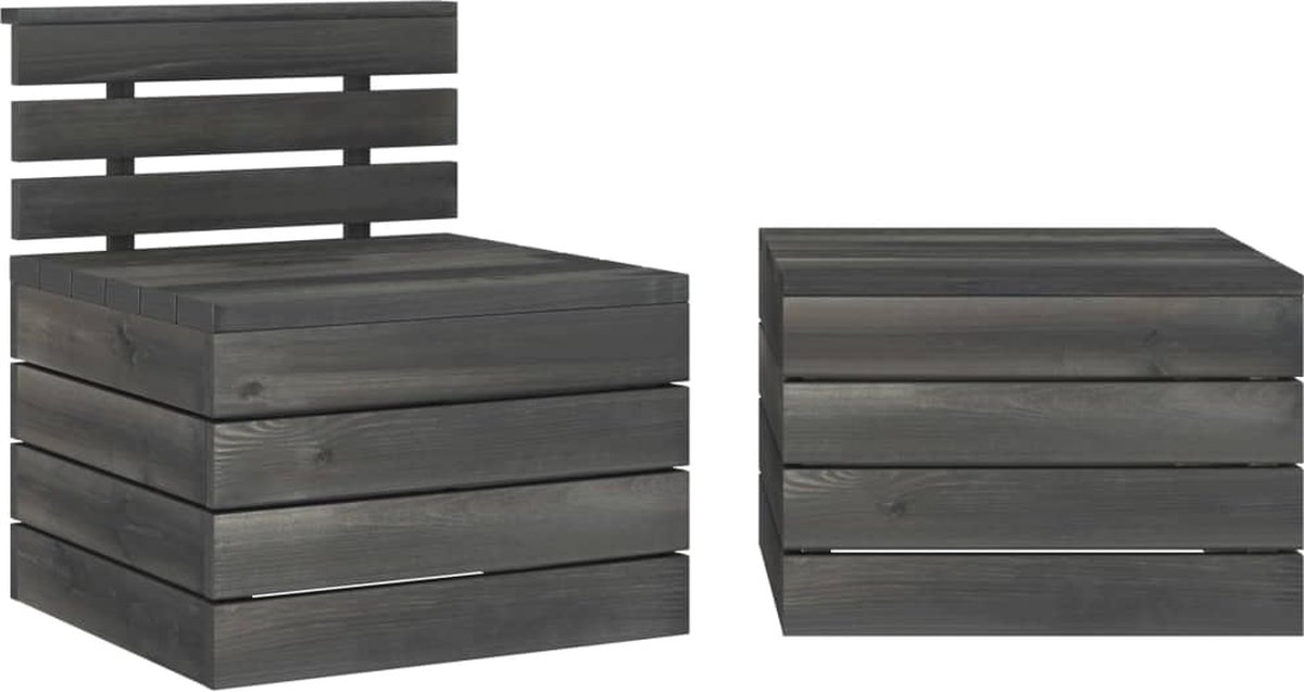 Vidaxl 8-delige Loungeset Pallet Massief Grenenhout Donker - Grijs