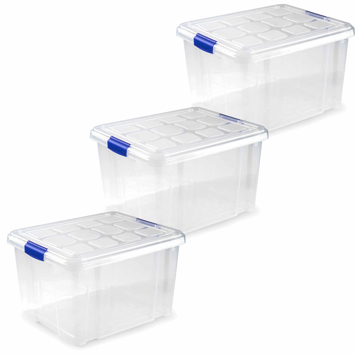 Forte Plastics 1x Opslagbakken/organizers Met Deksel 25 Liter 42 X 36 X 25 Cm Transparant - Opbergbakken