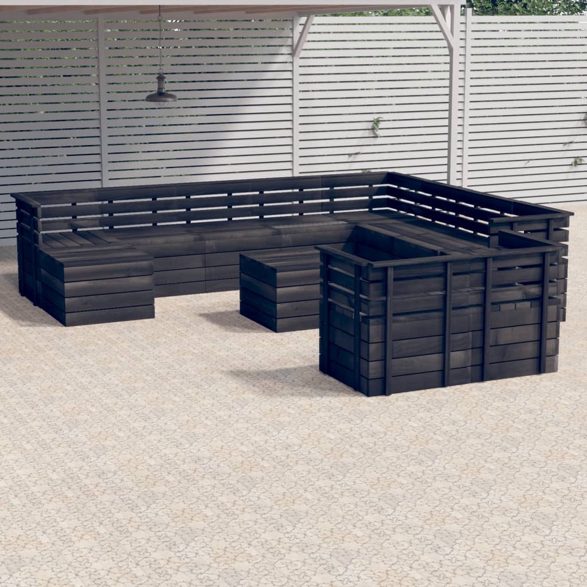 Vidaxl 10-delige Loungeset Pallet Massief Grenenhout Donker - Grijs