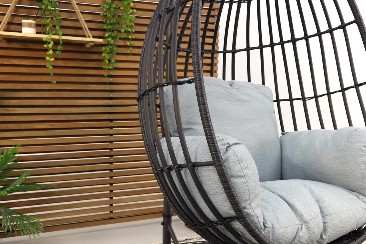 Garden Impressions Panama Hangstoel -Carbon Black/mint Grey - Zwart