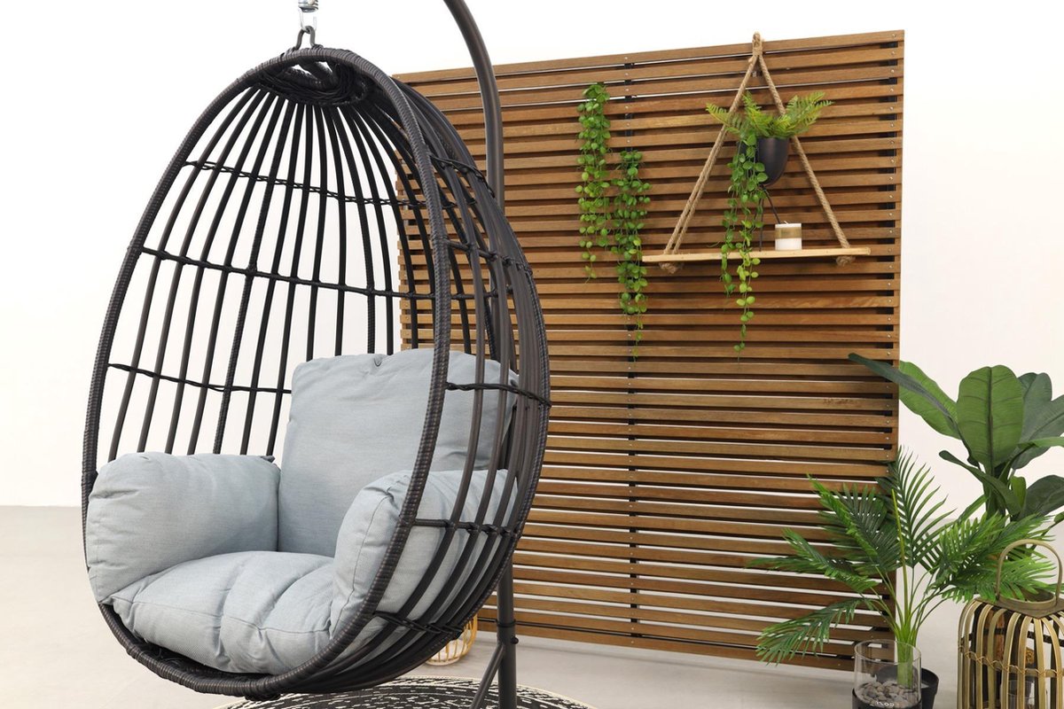 Garden Impressions Panama Hangstoel -Carbon Black/mint Grey - Zwart