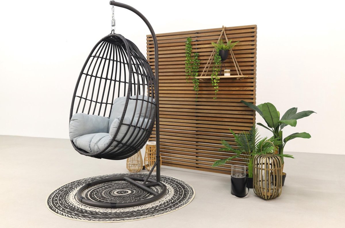 Garden Impressions Panama Hangstoel -Carbon Black/mint Grey - Zwart