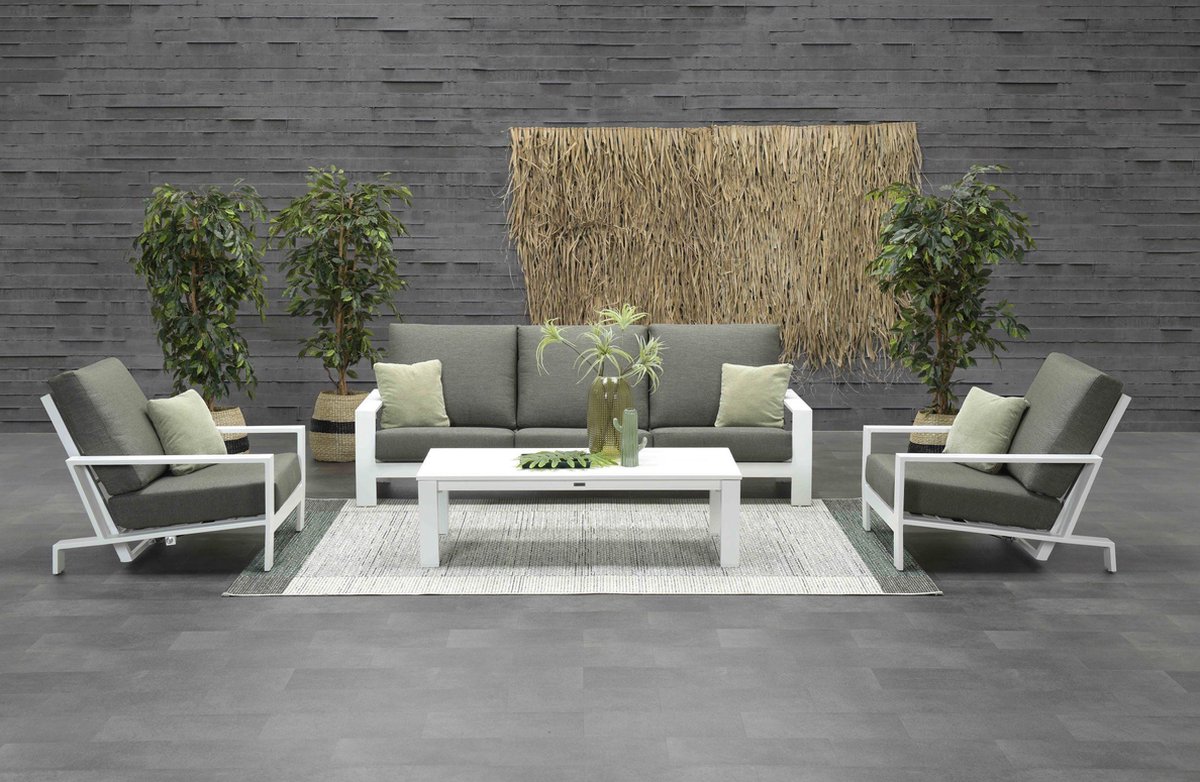 Garden Impressions Lincoln 3-zits Bank L230 - Mat/ Moss Green - Wit
