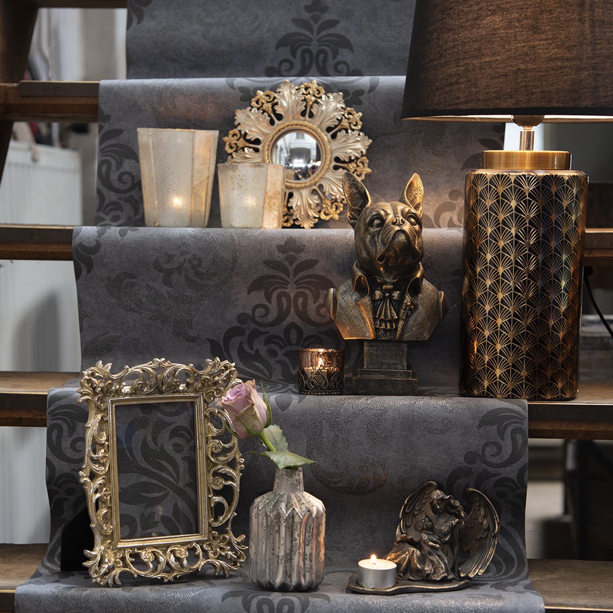 Clayre & Eef Tafellamp Ø 28x51 Cm E27/max 60w 6lmc0054 - Goud