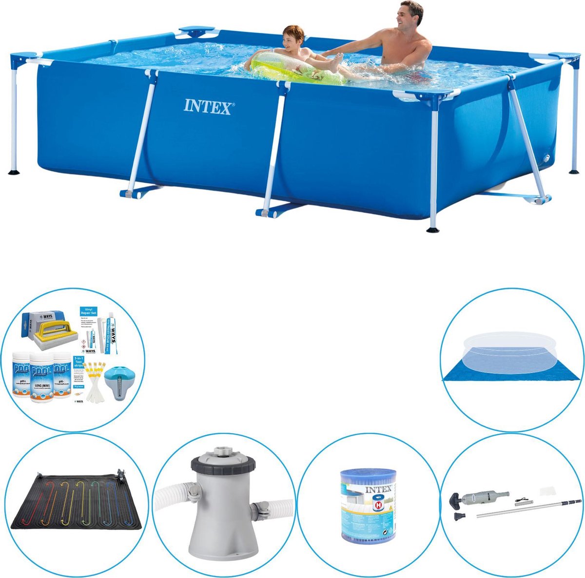 Intex Frame Pool Rechthoekig 260x160x65 Cm - 7-delig - Zwembad Deal - Blauw