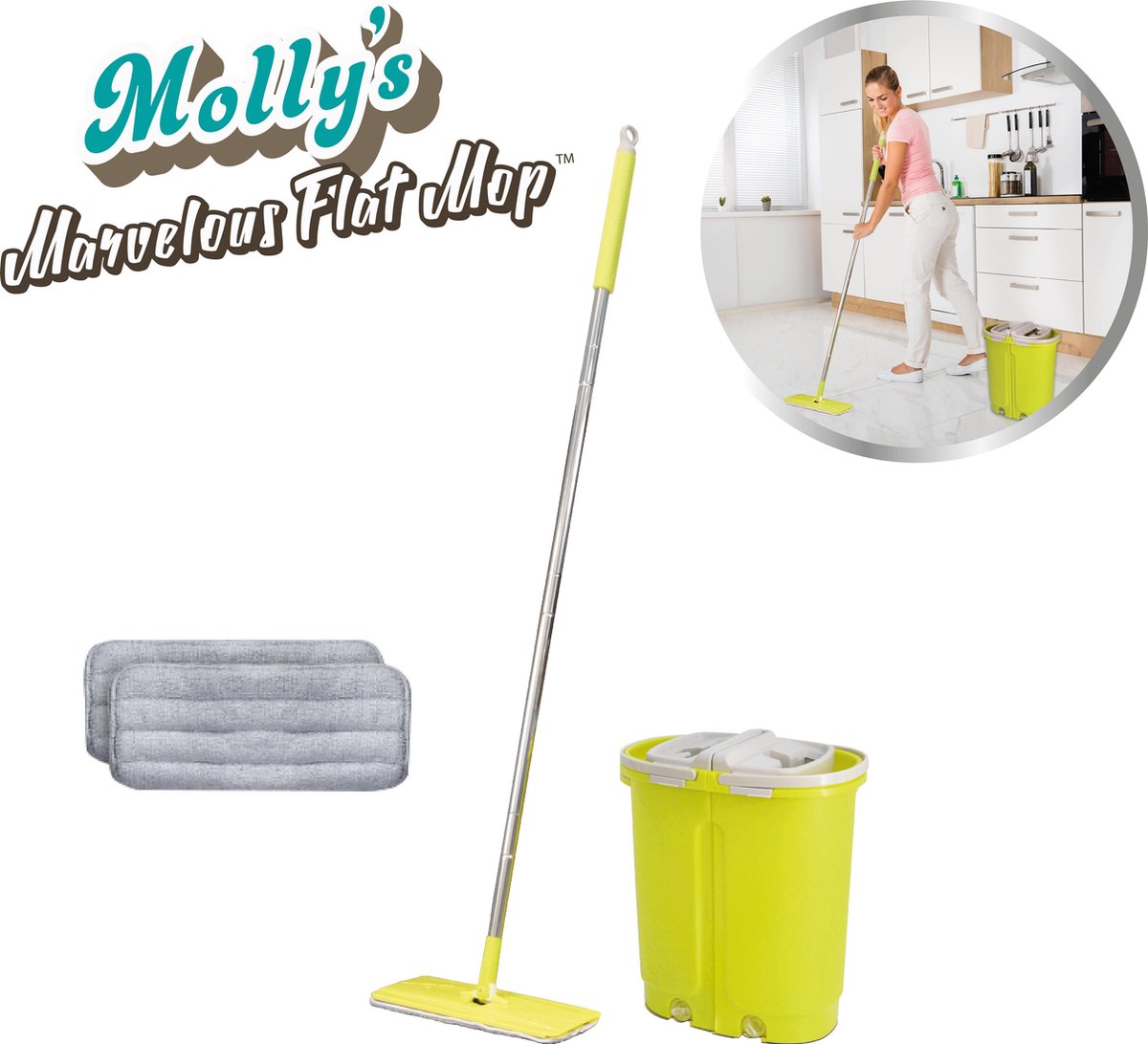 Mollys Molly's Marvelous Flat Mop - Cleaning Device - Groen