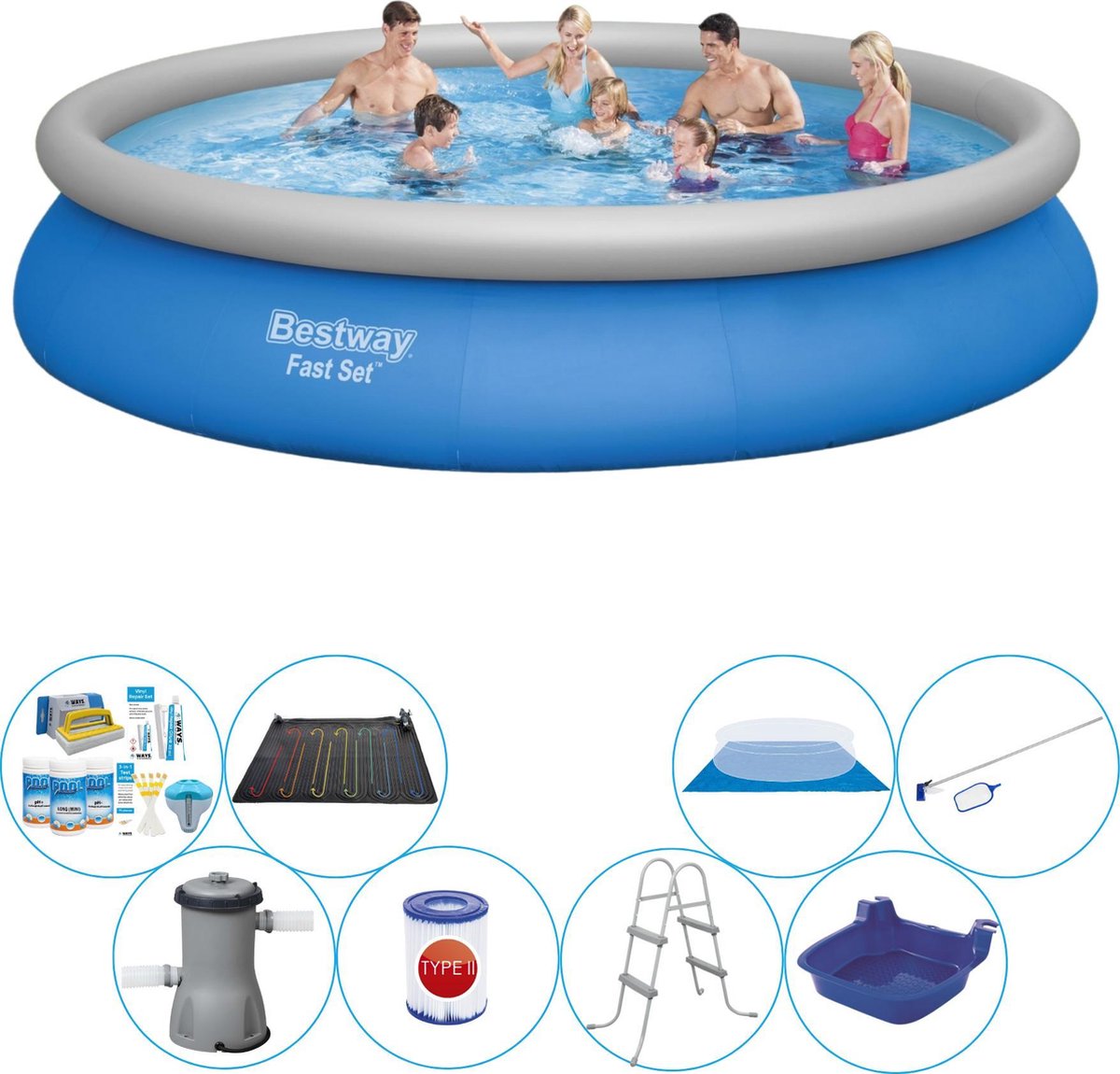 Bestway Fast Set Rond 457x84 Cm - 9-delig - Slimme Zwembad Deal - Blauw