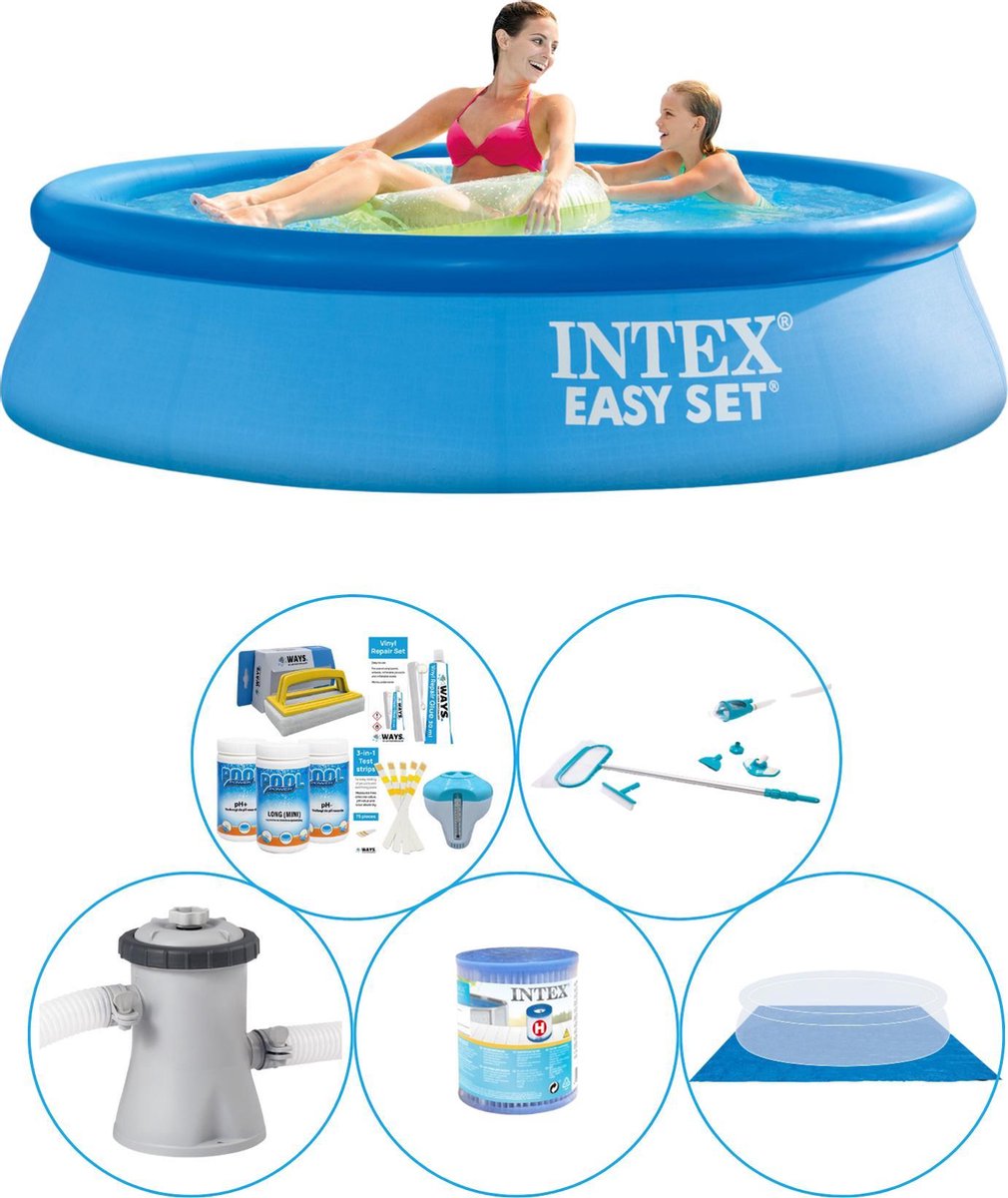 Intex Zwembad Inclusief Accessoires - 6-delig - Easy Set Rond 244x61 Cm - Blauw