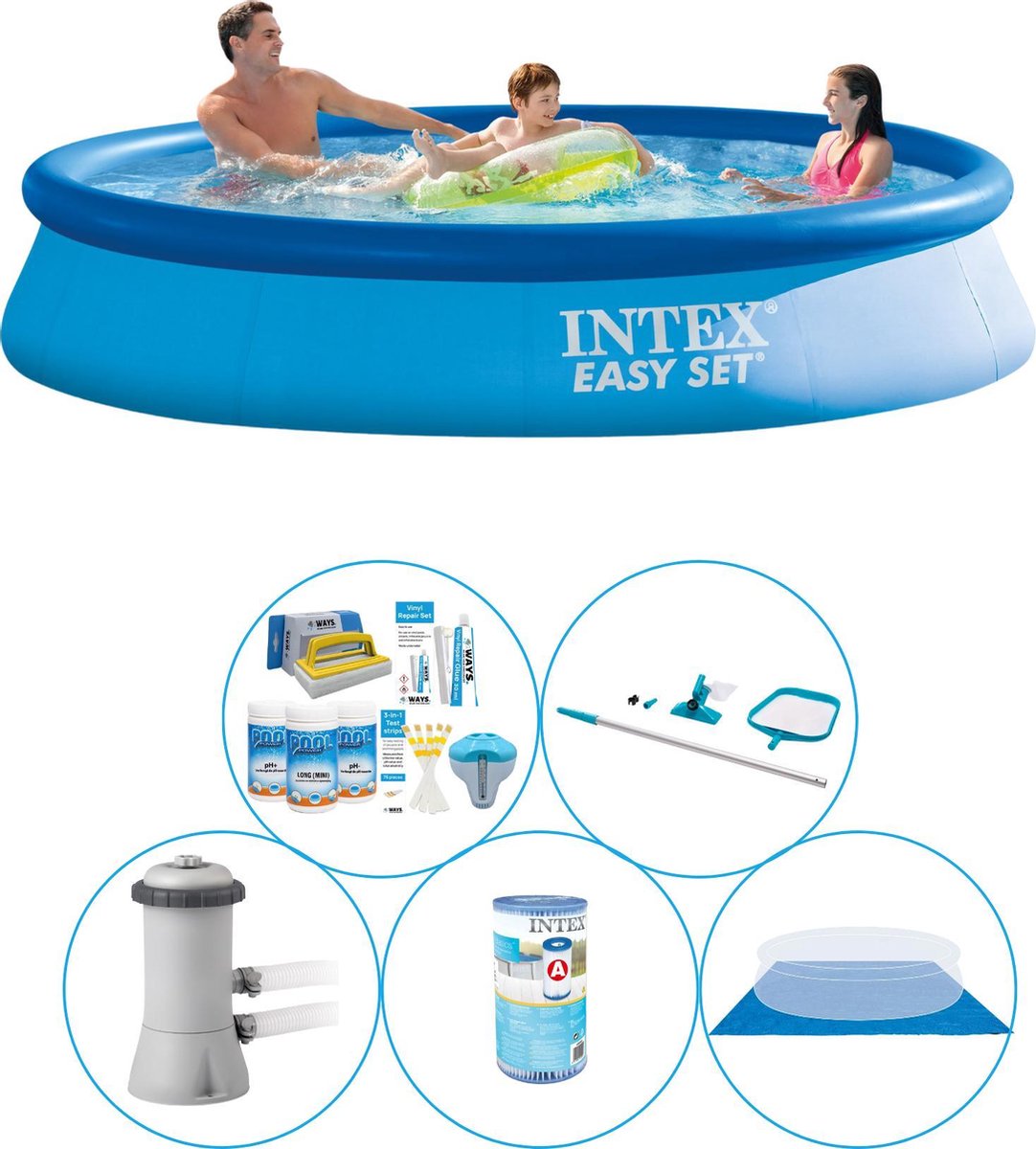 Intex Zwembad Met Accessoires - 6-delig - Easy Set Rond 366x76 Cm - Blauw