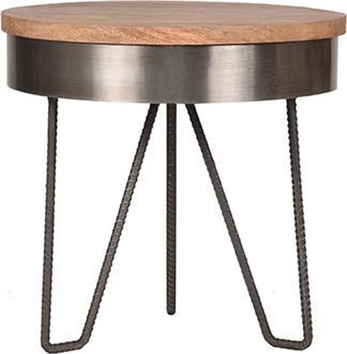 LABEL51 Bijzettafel Saran - Antiek - Metaal - Rond - 44 Cm - Grijs