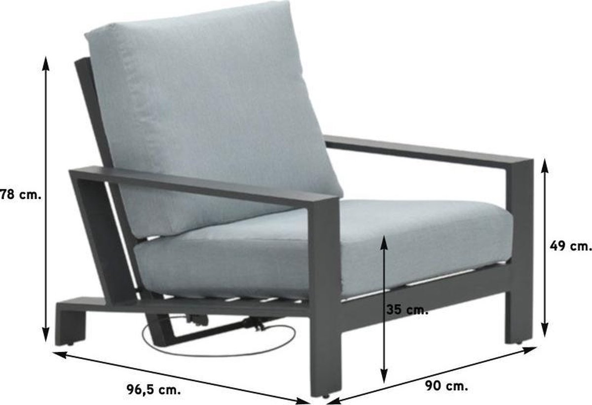 Garden Impressions Lincoln Verstelbare Loungestoel - Mint Grey - Grijs