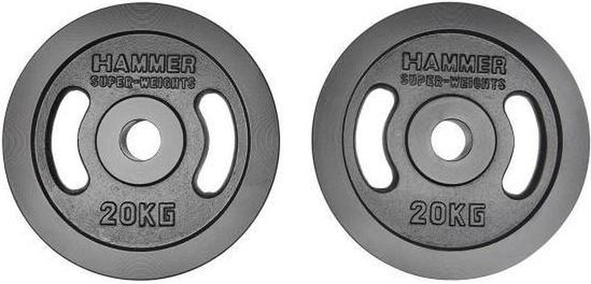 Hammer Fitness Hammer - Olympische Halterschijven - Gietijzer - Per Paar - 2x 20 Kg