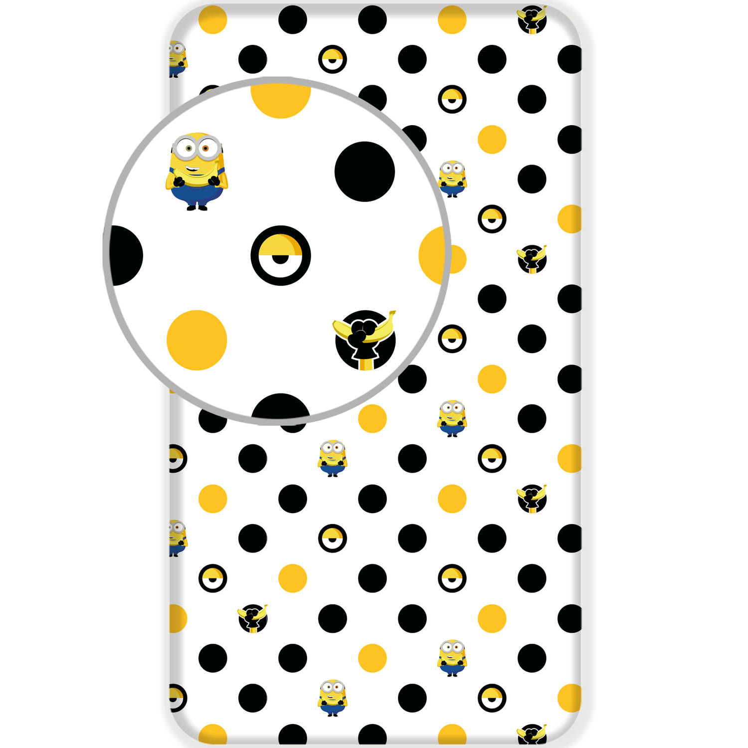 Minions 2 Hoeslaken Dots - Eenpersoons - 90 X 200 Cm - - Wit