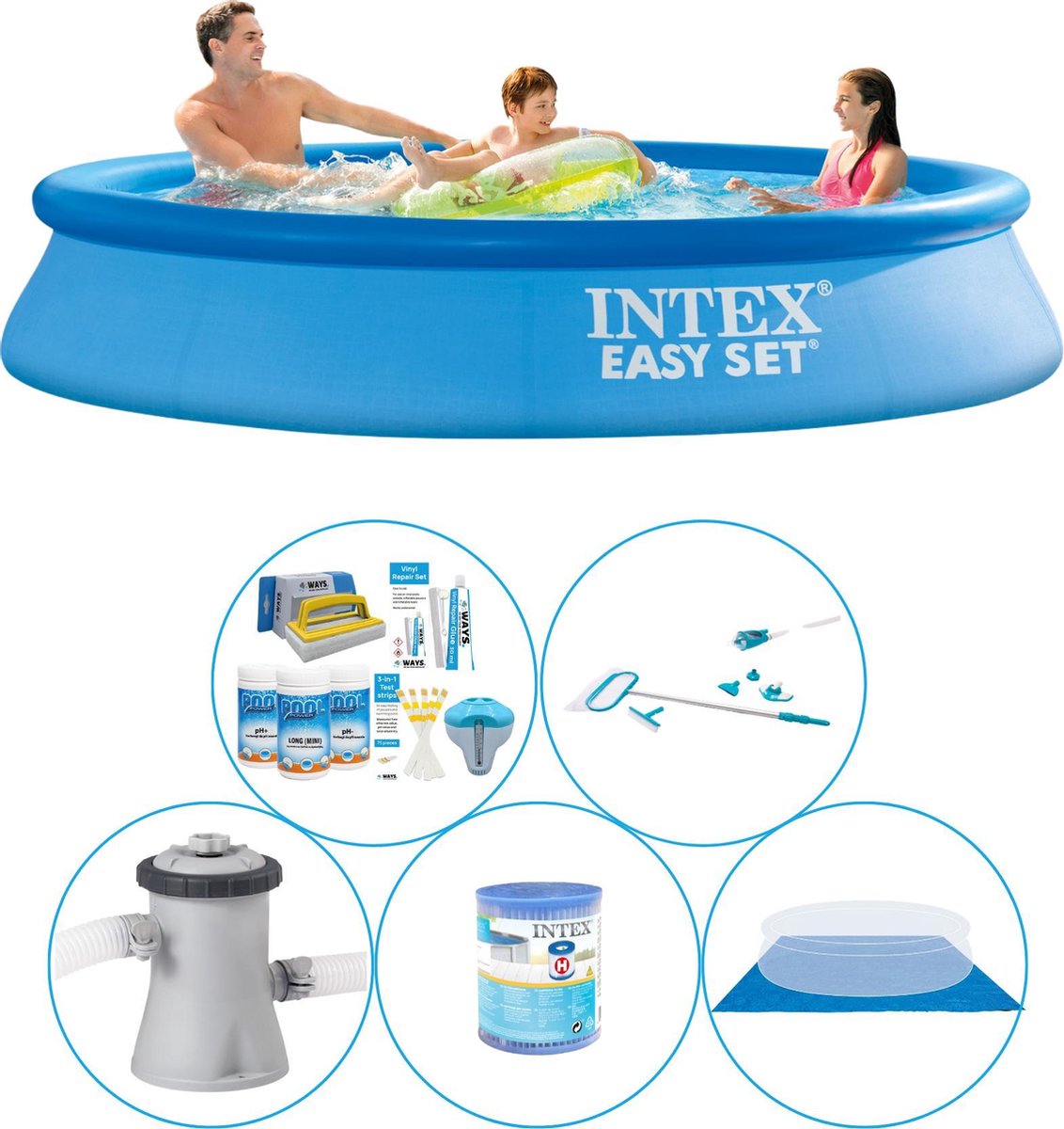 Intex Easy Set Rond 305x61 Cm - 6-delig - Zwembad Met Accessoires - Blauw