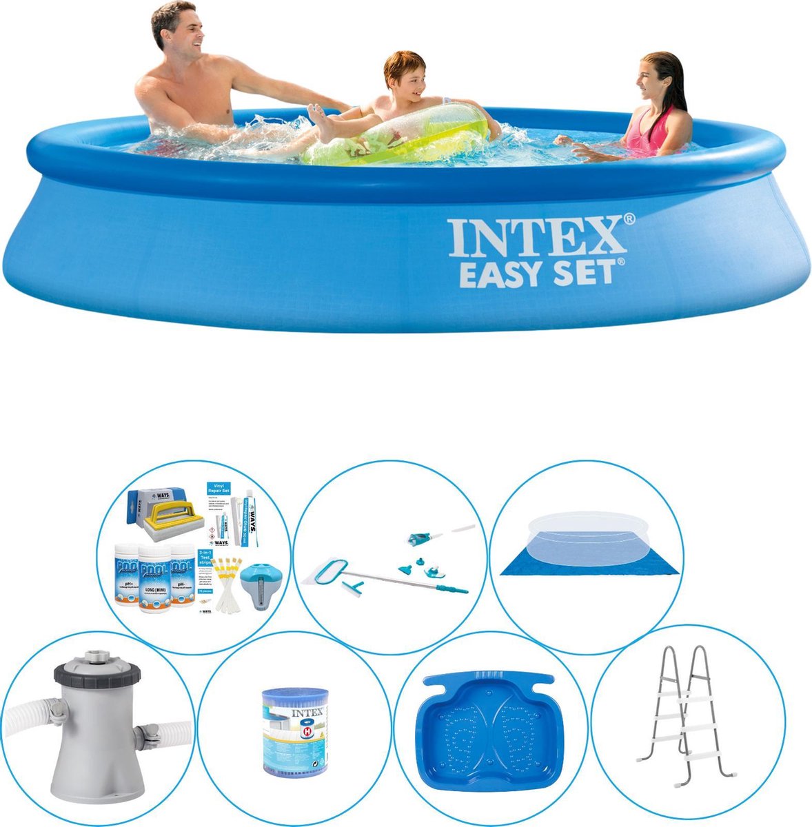 Intex Easy Set Rond 305x61 Cm - 8-delig - Alles In 1 Zwembad Pakket - Blauw