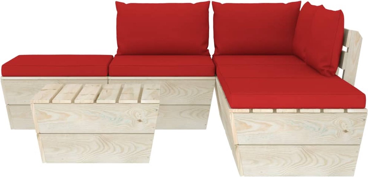 Vidaxl 6-delige Loungeset Met Kussens Pallet Vurenhout - Rood