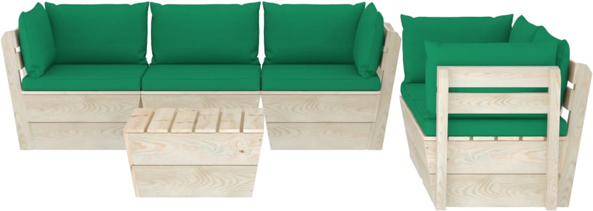 Vidaxl 6-delige Loungeset Met Kussens Pallet Vurenhout - Groen