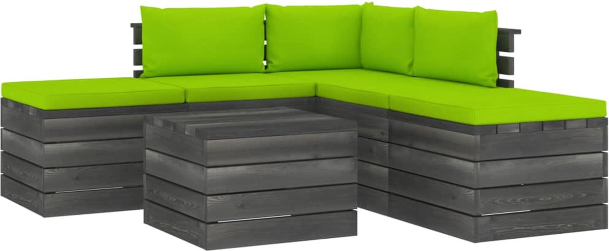 Vidaxl 6-delige Loungeset Met Kussens Pallet Massief Grenenhout - Groen