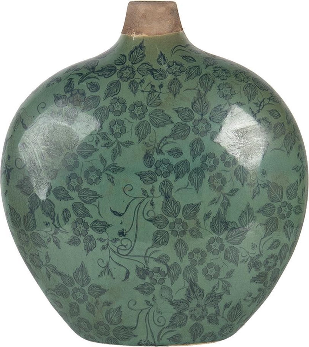 Clayre & Eef Vaas 6ce1251m 23*11*26 Cm Keramiek Ovaal Decoratie - Groen