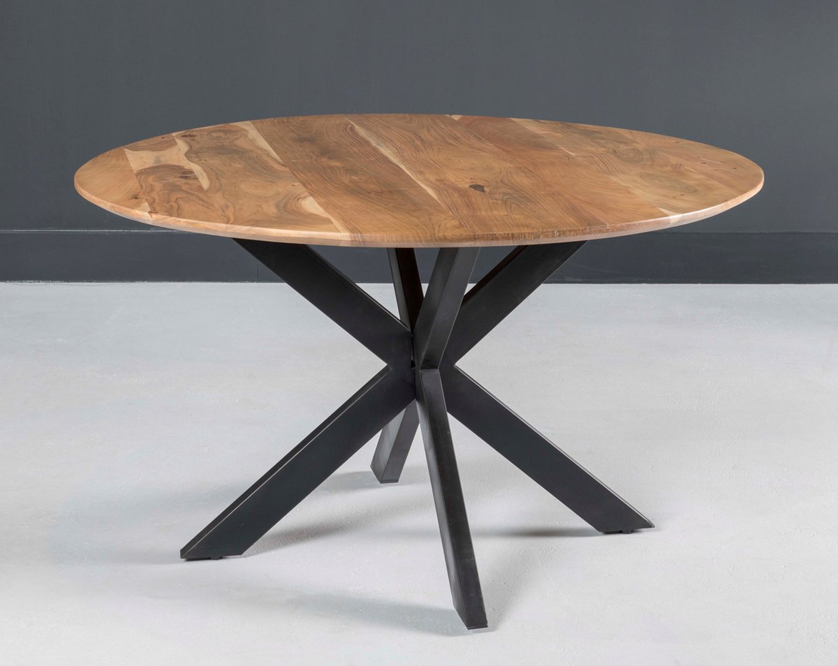 Livingfurn - Eettafel - Oslo Round Acasia 130 Cm - Zwart