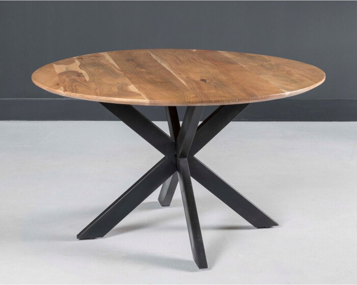 Livingfurn - Eettafel - Oslo Round Acasia 130 Cm - Zwart