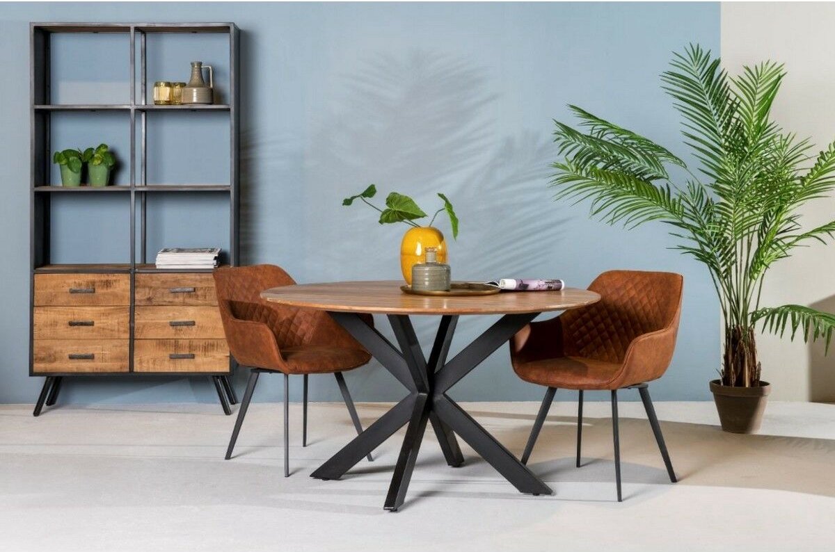 Livingfurn - Eettafel - Oslo Round Acasia 130 Cm - Zwart