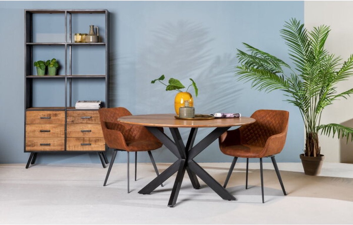 Livingfurn - Eettafel - Oslo Round Acasia 130 Cm - Zwart