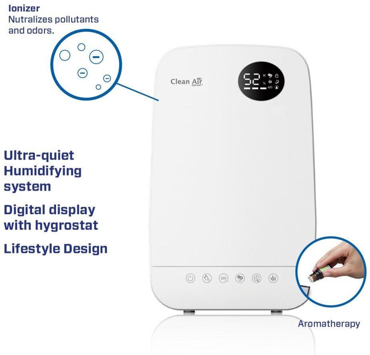 Clean Air Optima Ca-606 Luchtbevochtiger Met Ionisator -/zwart - Wit