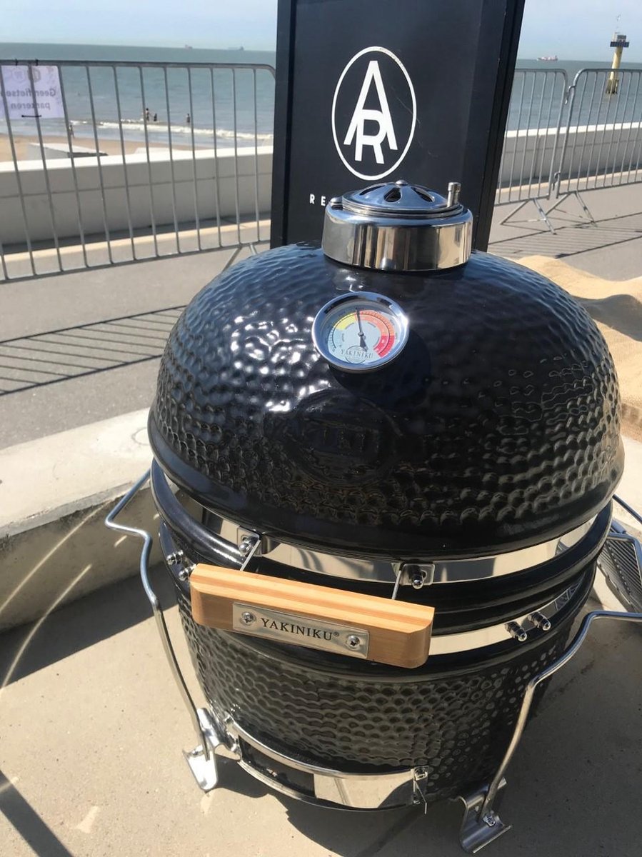 Yakiniku Barbecue Kamado Houtskool 14 Inch Keramiek/rvs - Zwart