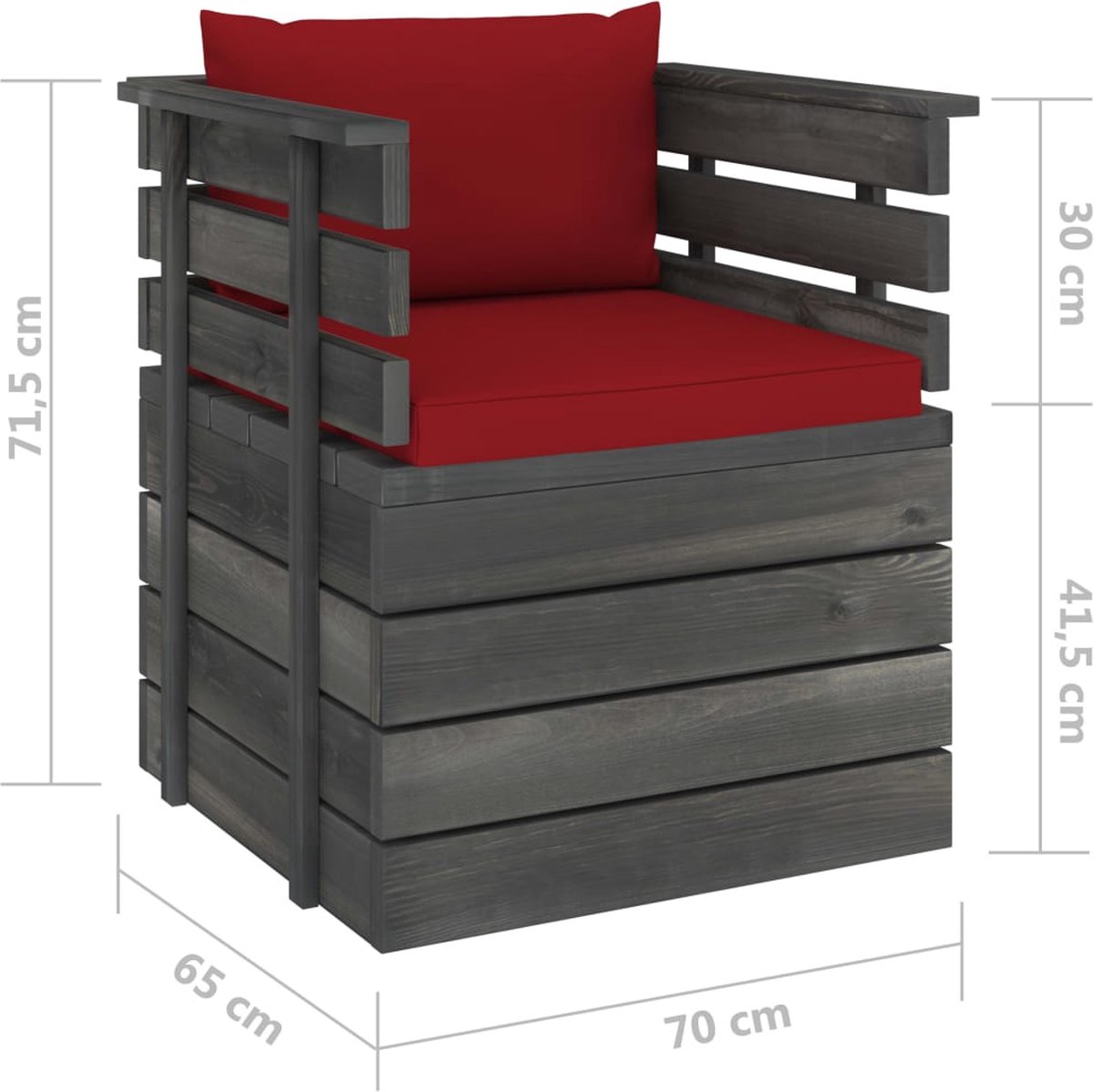 Vidaxl 7-delige Loungeset Met Kussens Pallet Massief Grenenhout - Rood