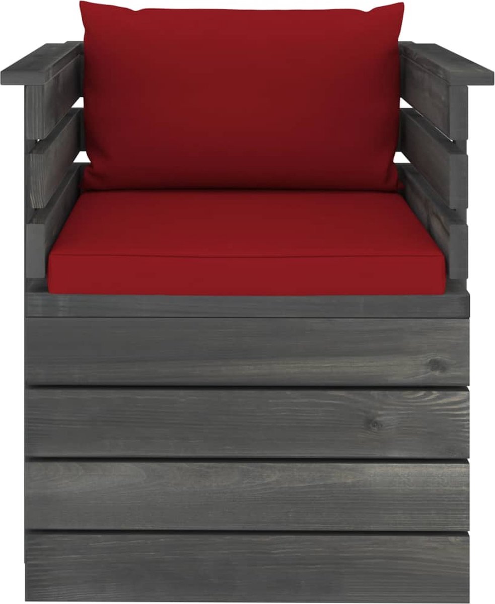 Vidaxl 7-delige Loungeset Met Kussens Pallet Massief Grenenhout - Rood