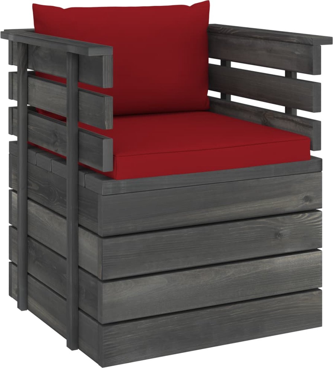 Vidaxl 7-delige Loungeset Met Kussens Pallet Massief Grenenhout - Rood