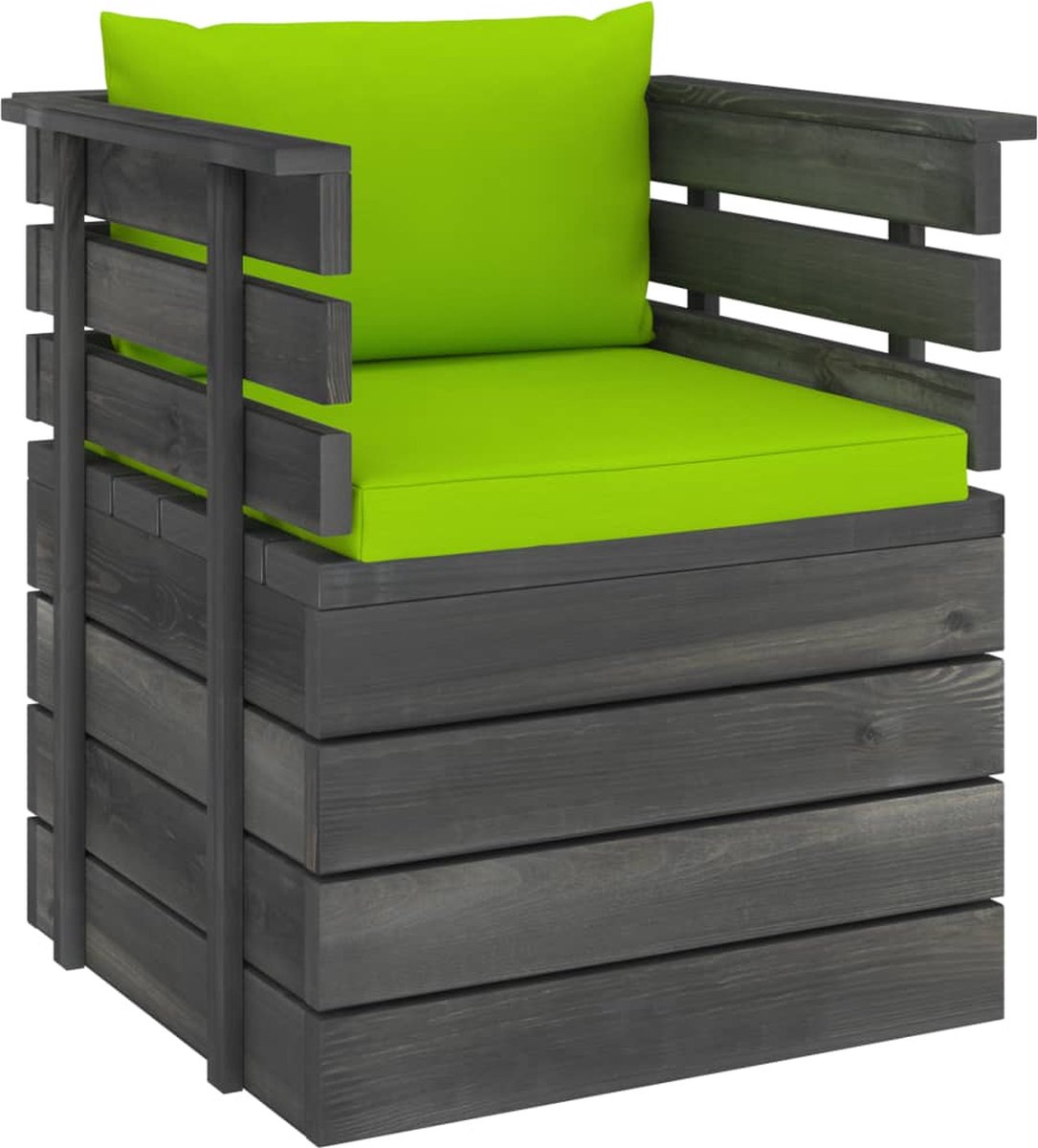 Vidaxl 7-delige Loungeset Met Kussens Pallet Massief Grenenhout - Groen